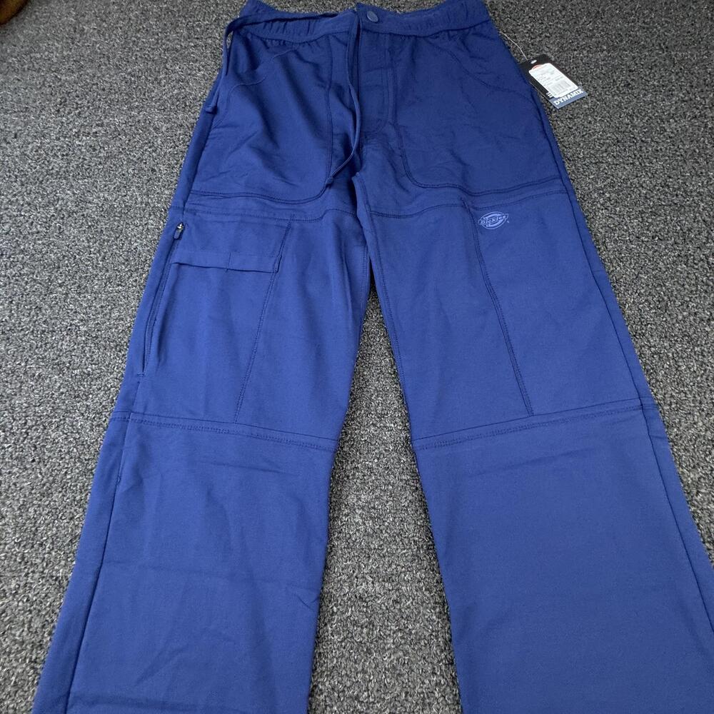 Dickies Pants Mens XS Tall Blue Cargo Relaxed Fit Elastic Waist Drawstring